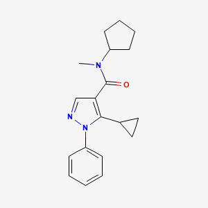 molecular formula C19H23N3O B6922636 N-cyclopentyl-5-cyclopropyl-N-methyl-1-phenylpyrazole-4-carboxamide 