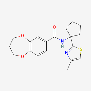 molecular formula C19H22N2O3S B6922708 N-[1-(4-methyl-1,3-thiazol-2-yl)cyclopentyl]-3,4-dihydro-2H-1,5-benzodioxepine-7-carboxamide 