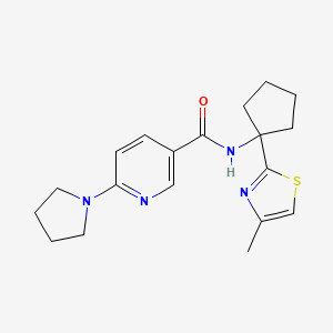 molecular formula C19H24N4OS B6922820 N-[1-(4-methyl-1,3-thiazol-2-yl)cyclopentyl]-6-pyrrolidin-1-ylpyridine-3-carboxamide 
