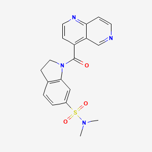 molecular formula C19H18N4O3S B6922904 N,N-dimethyl-1-(1,6-naphthyridine-4-carbonyl)-2,3-dihydroindole-6-sulfonamide 