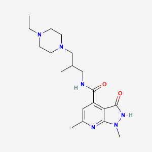 molecular formula C19H30N6O2 B6922915 N-[3-(4-ethylpiperazin-1-yl)-2-methylpropyl]-1,6-dimethyl-3-oxo-2H-pyrazolo[3,4-b]pyridine-4-carboxamide 