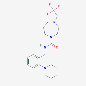 molecular formula C20H29F3N4O B6922936 N-[(2-piperidin-1-ylphenyl)methyl]-4-(2,2,2-trifluoroethyl)-1,4-diazepane-1-carboxamide 