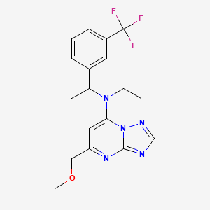 molecular formula C18H20F3N5O B6923017 N-ethyl-5-(methoxymethyl)-N-[1-[3-(trifluoromethyl)phenyl]ethyl]-[1,2,4]triazolo[1,5-a]pyrimidin-7-amine 