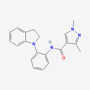 molecular formula C20H20N4O B6923043 N-[2-(2,3-dihydroindol-1-yl)phenyl]-1,3-dimethylpyrazole-4-carboxamide 