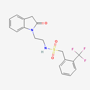 molecular formula C18H17F3N2O3S B6923165 N-[2-(2-oxo-3H-indol-1-yl)ethyl]-1-[2-(trifluoromethyl)phenyl]methanesulfonamide 