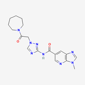 molecular formula C18H22N8O2 B6923172 N-[1-[2-(azepan-1-yl)-2-oxoethyl]-1,2,4-triazol-3-yl]-3-methylimidazo[4,5-b]pyridine-6-carboxamide 