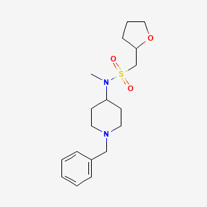 molecular formula C18H28N2O3S B6923180 N-(1-benzylpiperidin-4-yl)-N-methyl-1-(oxolan-2-yl)methanesulfonamide 