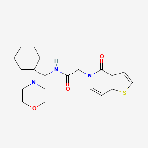 molecular formula C20H27N3O3S B6923256 N-[(1-morpholin-4-ylcyclohexyl)methyl]-2-(4-oxothieno[3,2-c]pyridin-5-yl)acetamide 