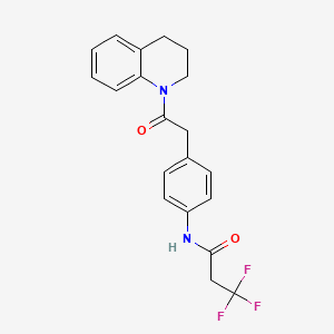molecular formula C20H19F3N2O2 B6923369 N-[4-[2-(3,4-dihydro-2H-quinolin-1-yl)-2-oxoethyl]phenyl]-3,3,3-trifluoropropanamide 