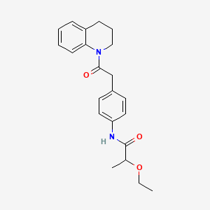 molecular formula C22H26N2O3 B6923380 N-[4-[2-(3,4-dihydro-2H-quinolin-1-yl)-2-oxoethyl]phenyl]-2-ethoxypropanamide 