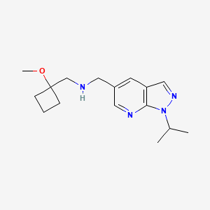 molecular formula C16H24N4O B6923403 N-[(1-methoxycyclobutyl)methyl]-1-(1-propan-2-ylpyrazolo[3,4-b]pyridin-5-yl)methanamine 