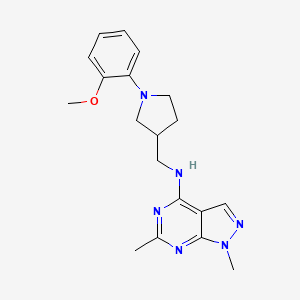 molecular formula C19H24N6O B6923460 N-[[1-(2-methoxyphenyl)pyrrolidin-3-yl]methyl]-1,6-dimethylpyrazolo[3,4-d]pyrimidin-4-amine 