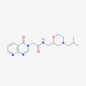 molecular formula C18H25N5O3 B6923467 N-[[4-(2-methylpropyl)morpholin-2-yl]methyl]-2-(4-oxopyrido[2,3-d]pyrimidin-3-yl)acetamide 