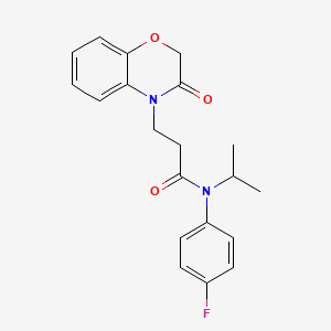 molecular formula C20H21FN2O3 B6923521 N-(4-fluorophenyl)-3-(3-oxo-1,4-benzoxazin-4-yl)-N-propan-2-ylpropanamide 