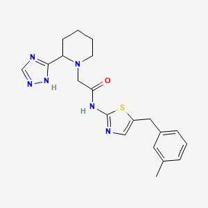 molecular formula C20H24N6OS B6923562 N-[5-[(3-methylphenyl)methyl]-1,3-thiazol-2-yl]-2-[2-(1H-1,2,4-triazol-5-yl)piperidin-1-yl]acetamide 