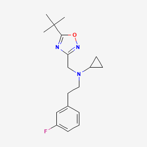 molecular formula C18H24FN3O B6923619 N-[(5-tert-butyl-1,2,4-oxadiazol-3-yl)methyl]-N-[2-(3-fluorophenyl)ethyl]cyclopropanamine 