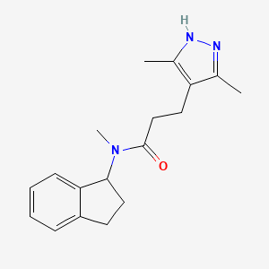 molecular formula C18H23N3O B6923669 N-(2,3-dihydro-1H-inden-1-yl)-3-(3,5-dimethyl-1H-pyrazol-4-yl)-N-methylpropanamide 