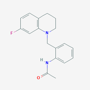 molecular formula C18H19FN2O B6923769 N-[2-[(7-fluoro-3,4-dihydro-2H-quinolin-1-yl)methyl]phenyl]acetamide 