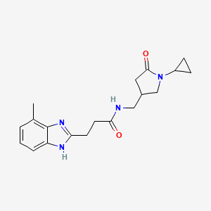 molecular formula C19H24N4O2 B6923809 N-[(1-cyclopropyl-5-oxopyrrolidin-3-yl)methyl]-3-(4-methyl-1H-benzimidazol-2-yl)propanamide 