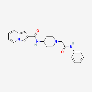 molecular formula C22H24N4O2 B6923877 N-[1-(2-anilino-2-oxoethyl)piperidin-4-yl]indolizine-2-carboxamide 