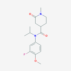 molecular formula C17H23FN2O3 B6923900 N-(3-fluoro-4-methoxyphenyl)-1-methyl-2-oxo-N-propan-2-ylpiperidine-4-carboxamide 