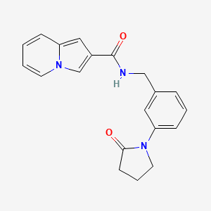 molecular formula C20H19N3O2 B6923956 N-[[3-(2-oxopyrrolidin-1-yl)phenyl]methyl]indolizine-2-carboxamide 