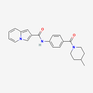 molecular formula C22H23N3O2 B6923962 N-[4-(4-methylpiperidine-1-carbonyl)phenyl]indolizine-2-carboxamide 