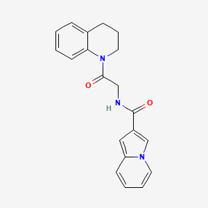 molecular formula C20H19N3O2 B6923983 N-[2-(3,4-dihydro-2H-quinolin-1-yl)-2-oxoethyl]indolizine-2-carboxamide 