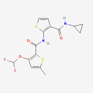 molecular formula C15H14F2N2O3S2 B6923997 N-[3-(cyclopropylcarbamoyl)thiophen-2-yl]-3-(difluoromethoxy)-5-methylthiophene-2-carboxamide 