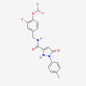 molecular formula C19H16F3N3O3 B6924033 N-[[4-(difluoromethoxy)-3-fluorophenyl]methyl]-2-(4-methylphenyl)-3-oxo-1H-pyrazole-5-carboxamide 