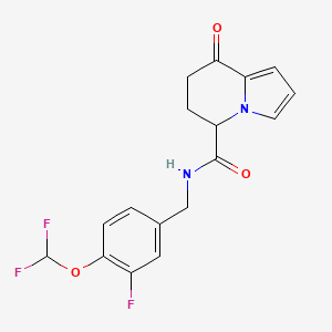 molecular formula C17H15F3N2O3 B6924042 N-[[4-(difluoromethoxy)-3-fluorophenyl]methyl]-8-oxo-6,7-dihydro-5H-indolizine-5-carboxamide 