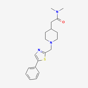 molecular formula C19H25N3OS B6924044 N,N-dimethyl-2-[1-[(5-phenyl-1,3-thiazol-2-yl)methyl]piperidin-4-yl]acetamide 
