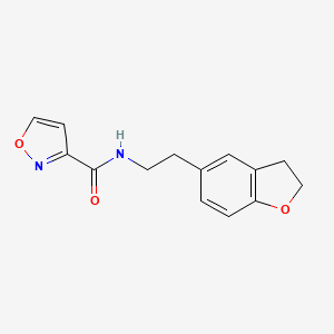 molecular formula C14H14N2O3 B6924104 N-[2-(2,3-dihydro-1-benzofuran-5-yl)ethyl]-1,2-oxazole-3-carboxamide 