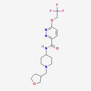 molecular formula C17H23F3N4O3 B6924146 N-[1-(oxolan-3-ylmethyl)piperidin-4-yl]-6-(2,2,2-trifluoroethoxy)pyridazine-3-carboxamide 