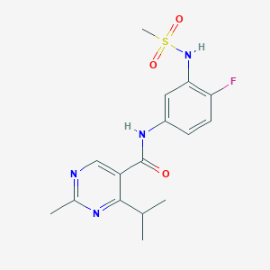 molecular formula C16H19FN4O3S B6924190 N-[4-fluoro-3-(methanesulfonamido)phenyl]-2-methyl-4-propan-2-ylpyrimidine-5-carboxamide 