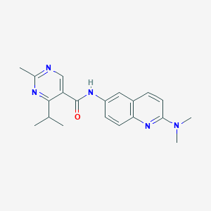 molecular formula C20H23N5O B6924217 N-[2-(dimethylamino)quinolin-6-yl]-2-methyl-4-propan-2-ylpyrimidine-5-carboxamide 