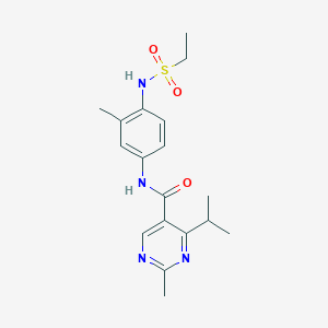 molecular formula C18H24N4O3S B6924233 N-[4-(ethylsulfonylamino)-3-methylphenyl]-2-methyl-4-propan-2-ylpyrimidine-5-carboxamide 