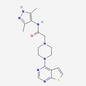 molecular formula C17H21N7OS B6924294 N-(3,5-dimethyl-1H-pyrazol-4-yl)-2-(4-thieno[2,3-d]pyrimidin-4-ylpiperazin-1-yl)acetamide 
