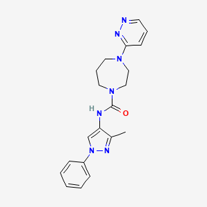 molecular formula C20H23N7O B6924346 N-(3-methyl-1-phenylpyrazol-4-yl)-4-pyridazin-3-yl-1,4-diazepane-1-carboxamide 