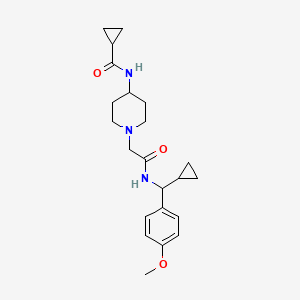 molecular formula C22H31N3O3 B6924355 N-[1-[2-[[cyclopropyl-(4-methoxyphenyl)methyl]amino]-2-oxoethyl]piperidin-4-yl]cyclopropanecarboxamide 