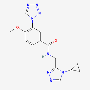 molecular formula C15H16N8O2 B6924513 N-[(4-cyclopropyl-1,2,4-triazol-3-yl)methyl]-4-methoxy-3-(tetrazol-1-yl)benzamide 