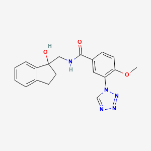 molecular formula C19H19N5O3 B6924521 N-[(1-hydroxy-2,3-dihydroinden-1-yl)methyl]-4-methoxy-3-(tetrazol-1-yl)benzamide 