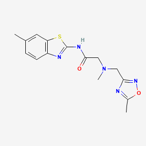 molecular formula C15H17N5O2S B6924620 N-(6-methyl-1,3-benzothiazol-2-yl)-2-[methyl-[(5-methyl-1,2,4-oxadiazol-3-yl)methyl]amino]acetamide 