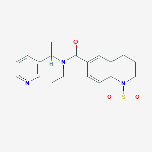 molecular formula C20H25N3O3S B6924672 N-ethyl-1-methylsulfonyl-N-(1-pyridin-3-ylethyl)-3,4-dihydro-2H-quinoline-6-carboxamide 
