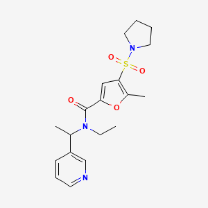 molecular formula C19H25N3O4S B6924683 N-ethyl-5-methyl-N-(1-pyridin-3-ylethyl)-4-pyrrolidin-1-ylsulfonylfuran-2-carboxamide 