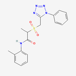 molecular formula C18H19N5O3S B6924691 N-(2-methylphenyl)-2-[(1-phenyltetrazol-5-yl)methylsulfonyl]propanamide 