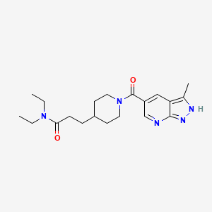 molecular formula C20H29N5O2 B6924999 N,N-diethyl-3-[1-(3-methyl-2H-pyrazolo[3,4-b]pyridine-5-carbonyl)piperidin-4-yl]propanamide 