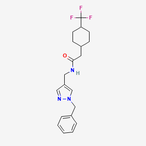 molecular formula C20H24F3N3O B6925046 N-[(1-benzylpyrazol-4-yl)methyl]-2-[4-(trifluoromethyl)cyclohexyl]acetamide 
