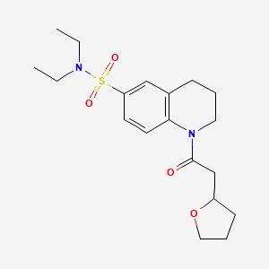molecular formula C19H28N2O4S B6925077 N,N-diethyl-1-[2-(oxolan-2-yl)acetyl]-3,4-dihydro-2H-quinoline-6-sulfonamide 