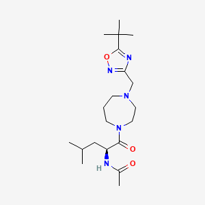 molecular formula C20H35N5O3 B6925115 N-[(2S)-1-[4-[(5-tert-butyl-1,2,4-oxadiazol-3-yl)methyl]-1,4-diazepan-1-yl]-4-methyl-1-oxopentan-2-yl]acetamide 